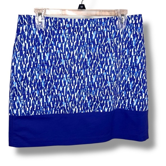 Size 10 Michael Kors Blue White Skirt Abstract Print Cotton Blend Vibrant - Picture 1 of 9